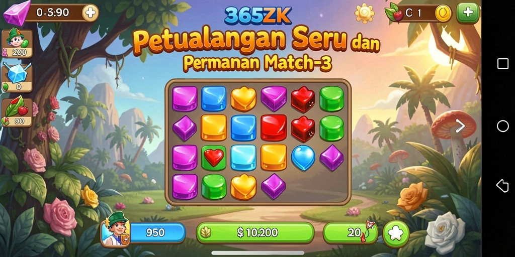 Tampilan gameplay menarik dari permainan Match-3 365ZK.