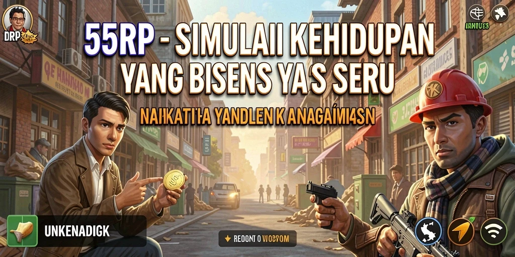 Tangkapan layar 55RP menampilkan gameplay simulasi kehidupan yang interaktif.