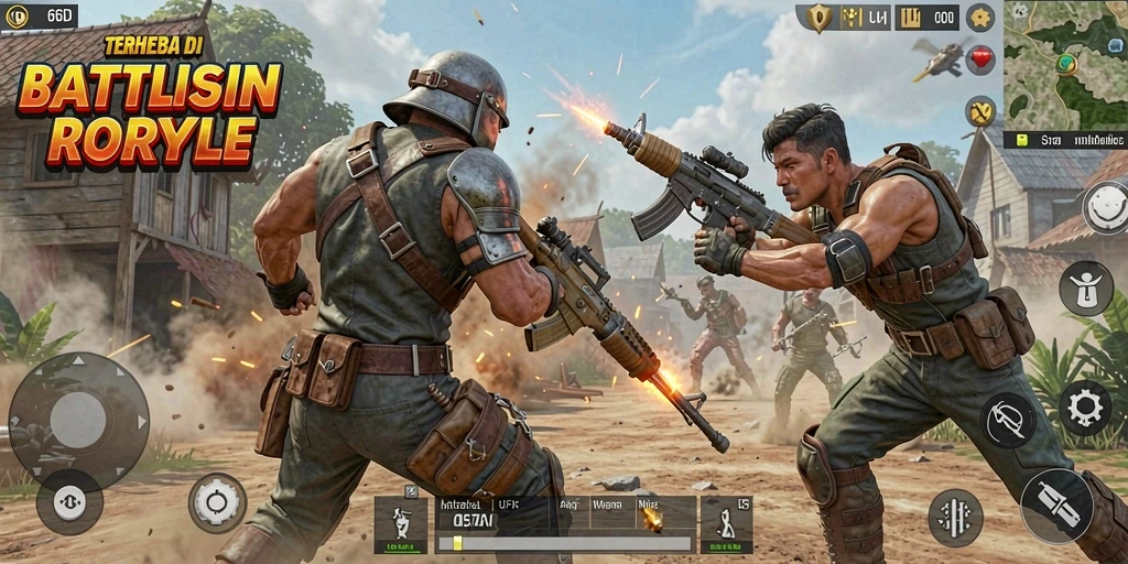 Gameplay seru 66D saat pertarungan Battle Royale.