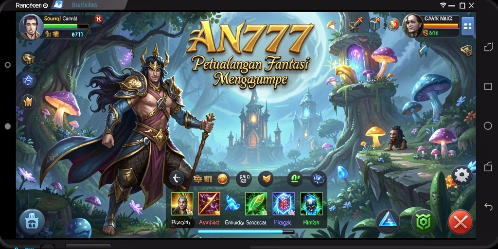 Tangkapan layar utama AN777 menunjukkan aksi pertarungan RPG yang intens.