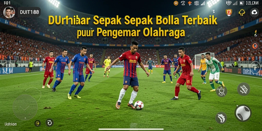 Tampilan aksi mendebarkan dalam game sepak bola DUIT188.
