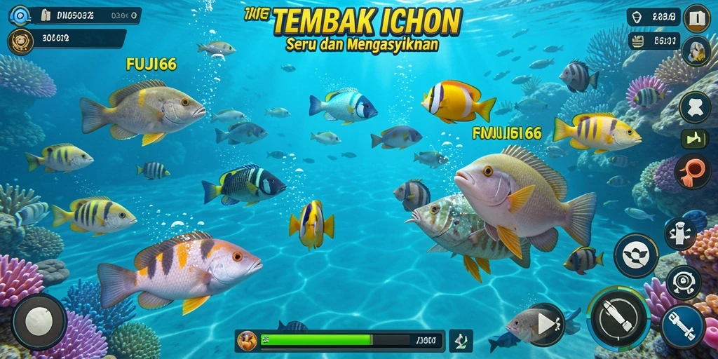 Tangkapan layar gameplay seru dalam FUJI66, menampilkan aksi Tembak Ikan.