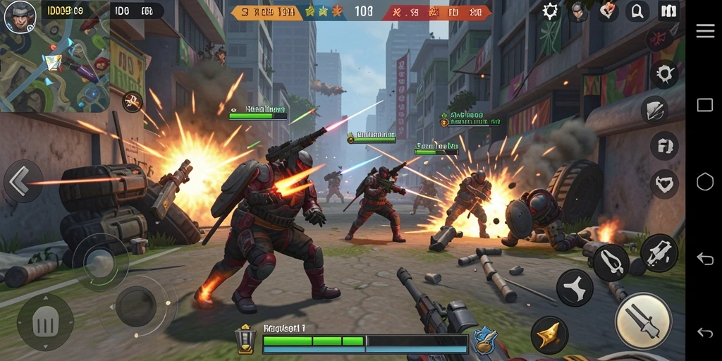 Screenshot gameplay ID098 menunjukkan pertempuran taktis yang mendebarkan.