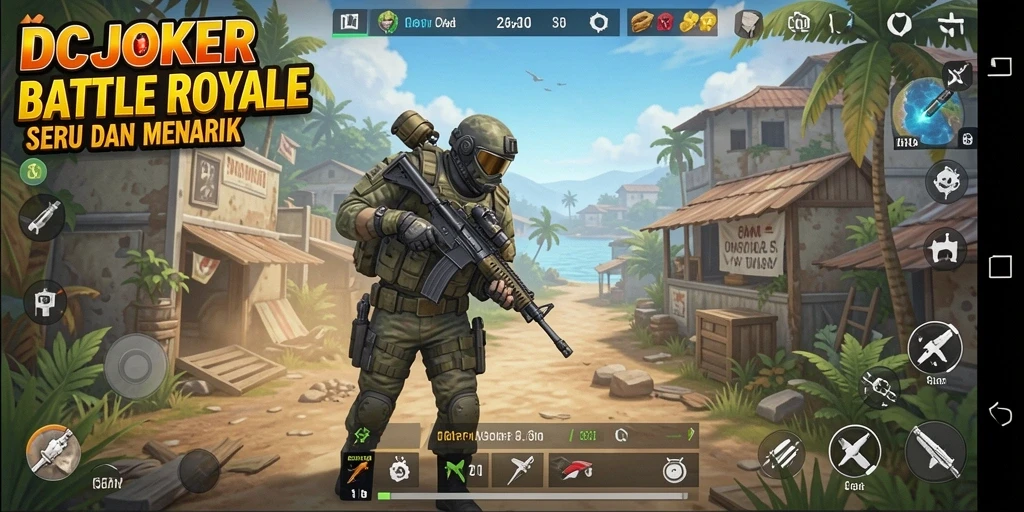 Tampilan gameplay seru dalam IDCJOKER dengan aksi Battle Royale yang mendebarkan.