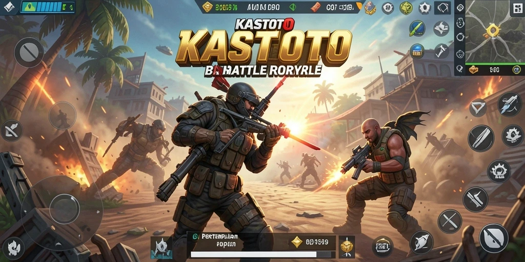 Gameplay seru KASTOTO dalam pertempuran Battle Royale yang intens.