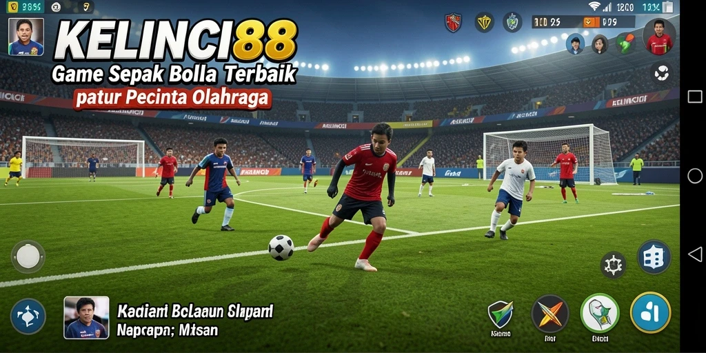 Tampilan gameplay seru dalam KELINCI88 dengan aksi sepak bola yang mendebarkan.