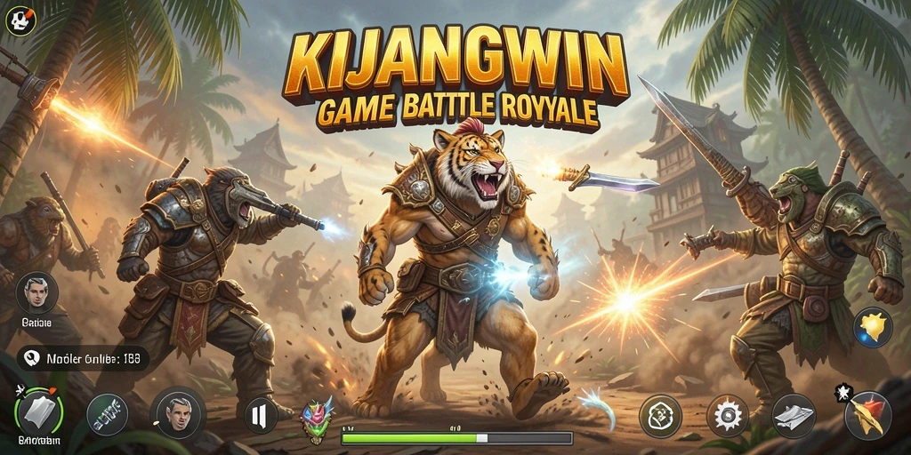 Screenshot utama KIJANGWIN menampilkan aksi seru dalam gameplay Battle Royale.