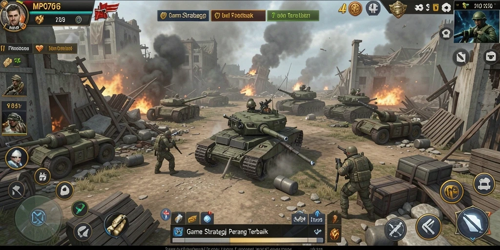 Tampilan utama gameplay MPO76 menampilkan strategi pertempuran yang mendebarkan.