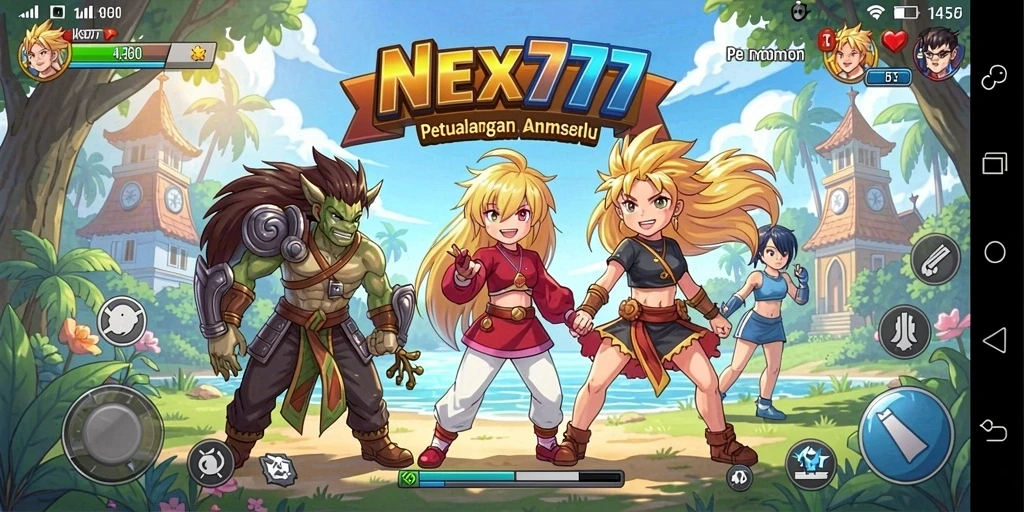 Tangkapan layar gameplay NEX777 yang menampilkan aksi karakter anime.