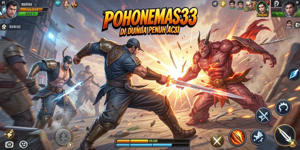 Tangkapan layar gameplay POHONEMAS33 dengan aksi pertarungan yang menegangkan.
