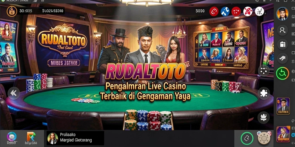 Screenshot gameplay RUDALTOTO dengan dealer langsung yang interaktif.