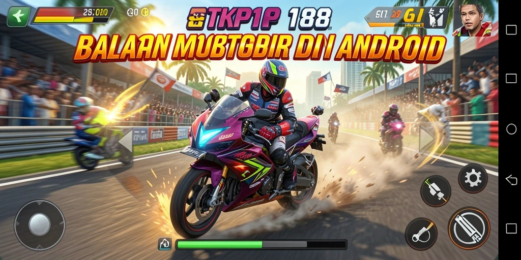 Gameplay seru dan grafis menawan TKP188 saat balapan motor.