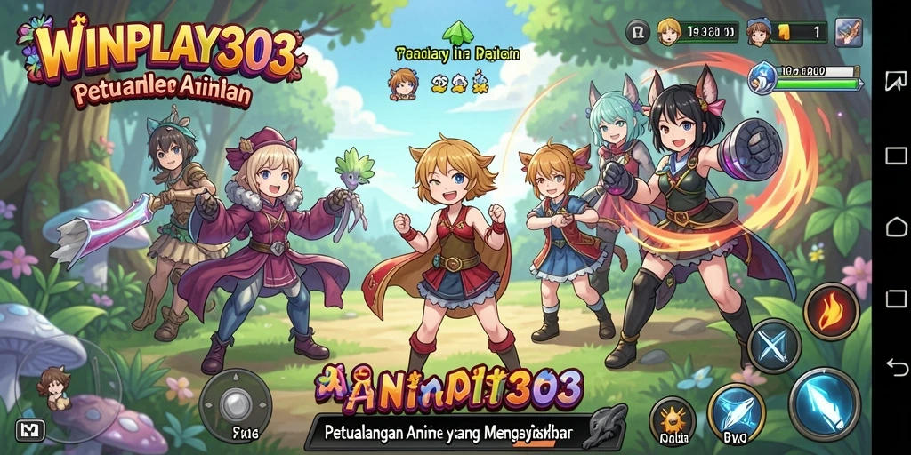 Tampilan gameplay WINPLAY303 memperlihatkan pertarungan karakter Anime yang epik.